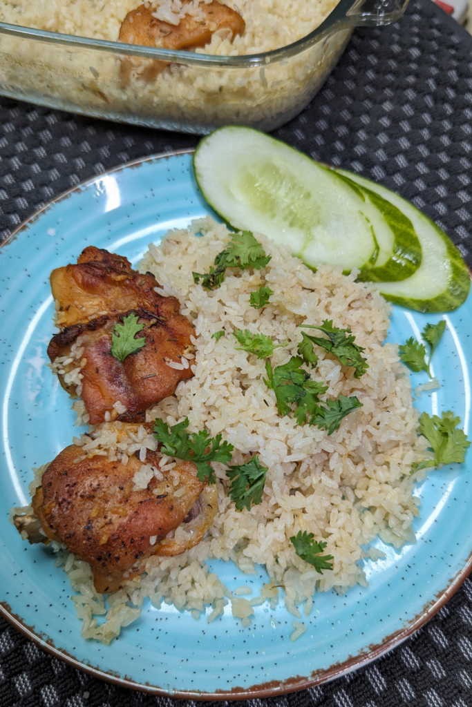 Cooking the Oven Baked Chicken and Rice