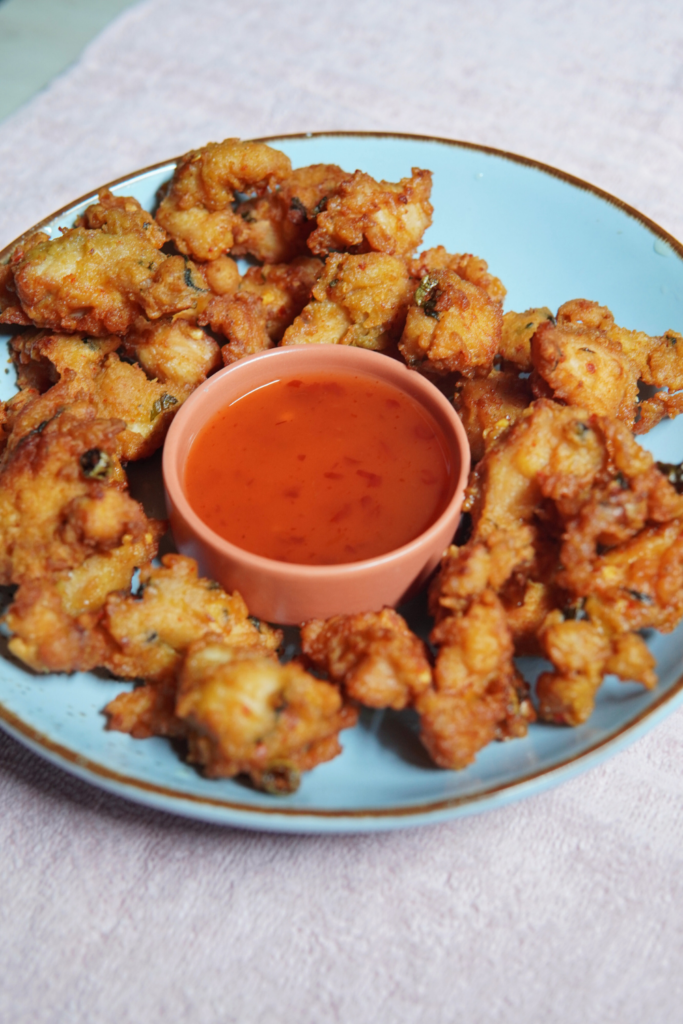 Frying the Chicken Pakora