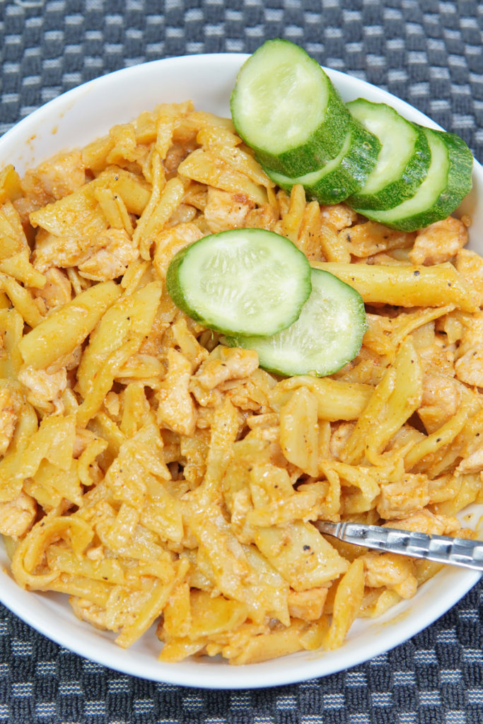 Serving Buffalo Chicken Pasta