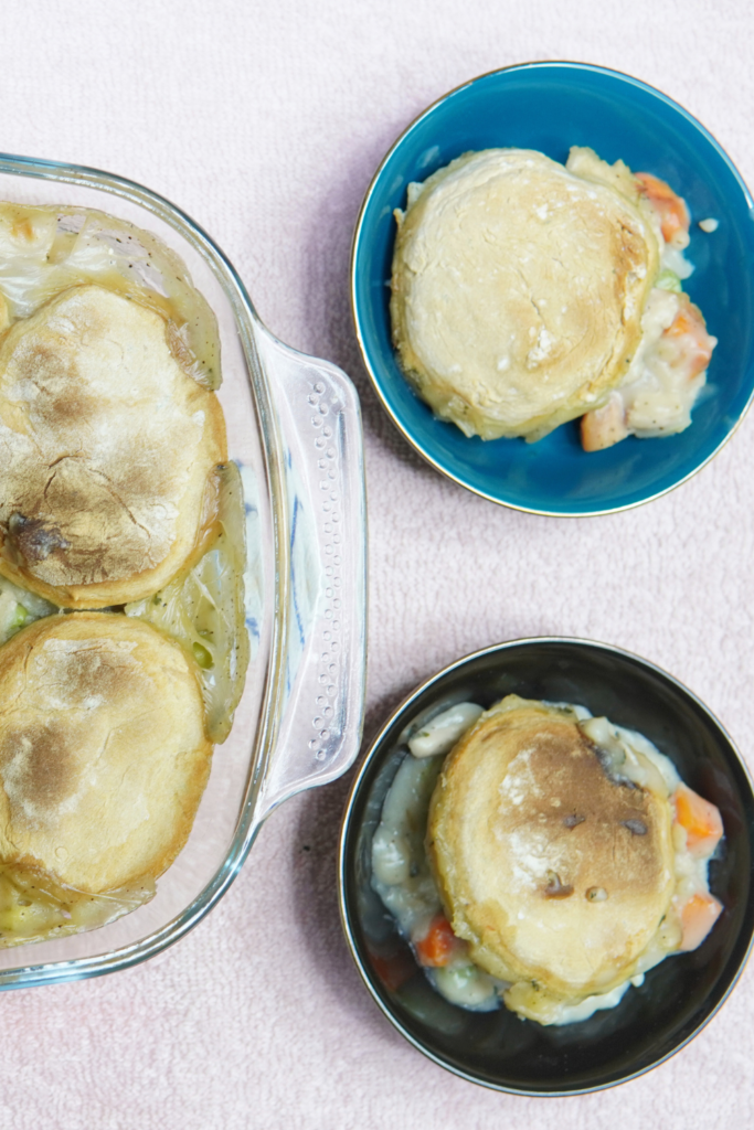 Serving the Chicken and Biscuit Casserole