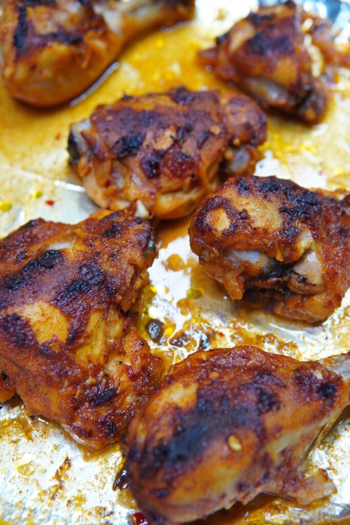 Baking the Harissa Honey Chicken