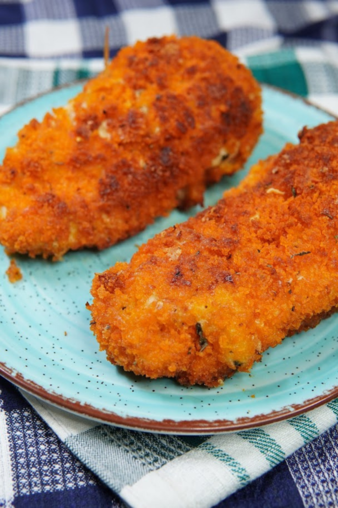 Frying the Cheese Stuffed Chicken Breast