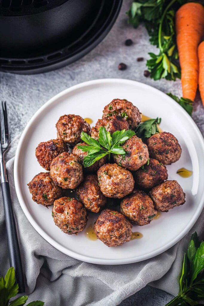 Air Frying the Meatballs