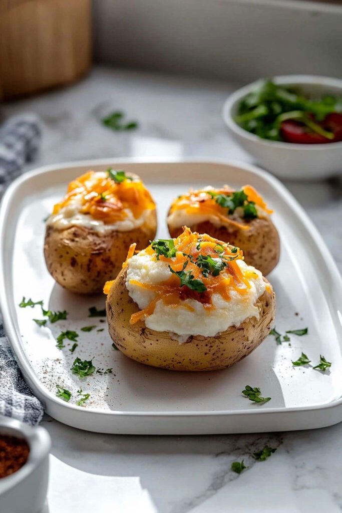 Serve with Delicious Toppings Baked Potato