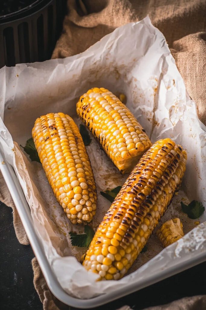 Serving the air fryer corn on the cob