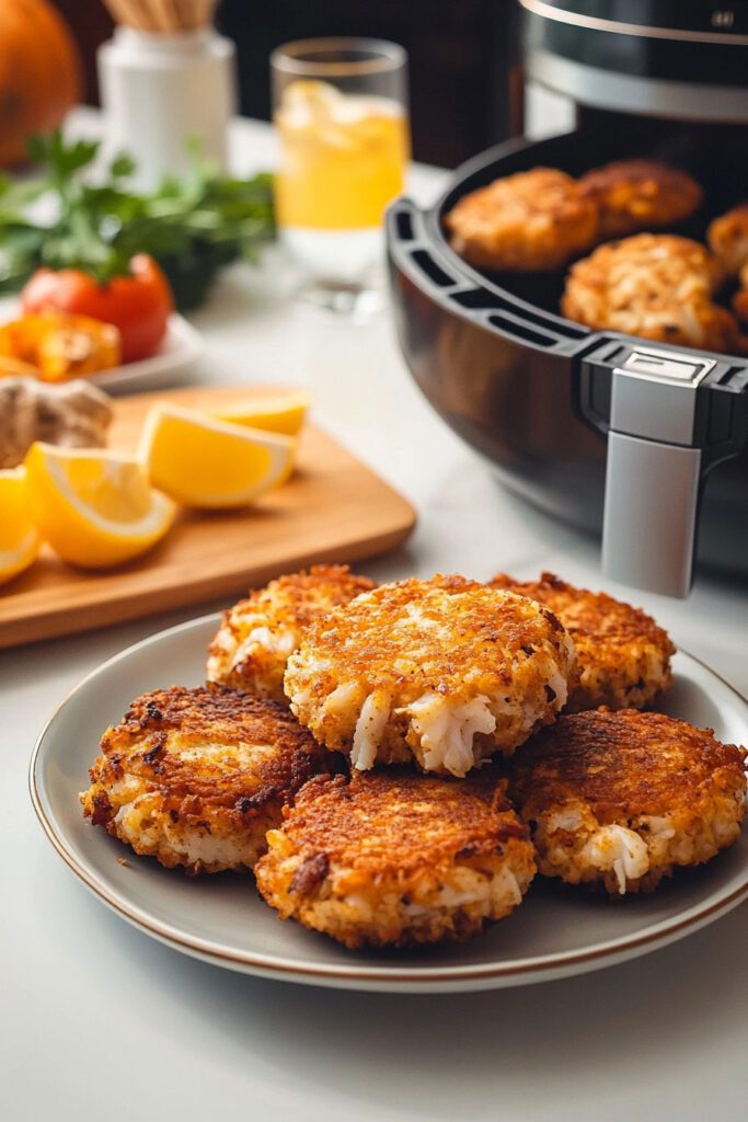 Air Frying the Crab Cakes