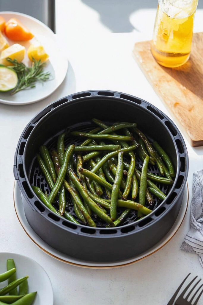 Air Frying the Green Beans