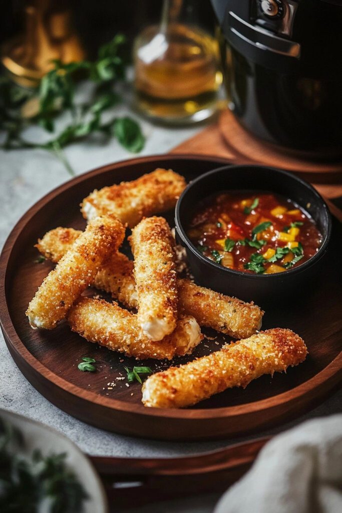 Air Frying the Mozzarella Sticks