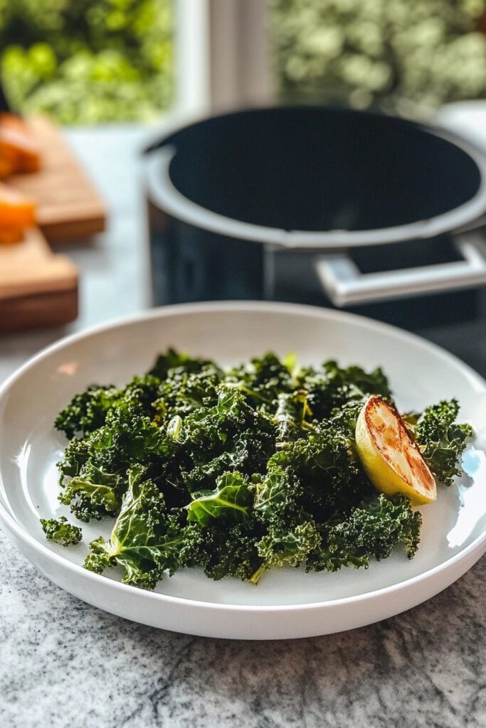 Cooking the Kale Chips in the Air Fryer