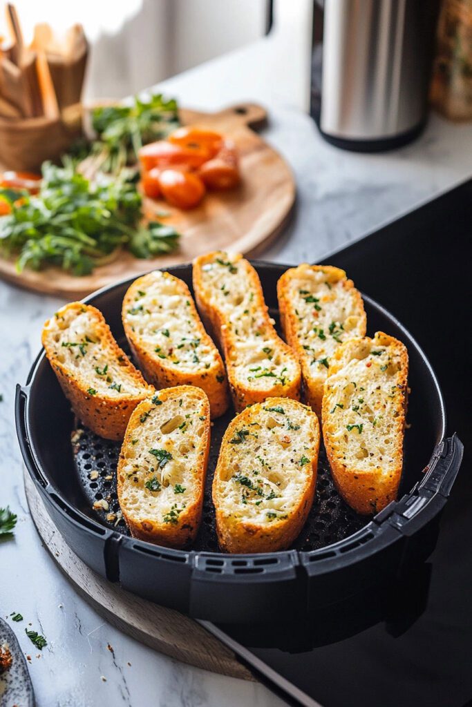 Preparation and Cooking Air Fryer Garlic Bread