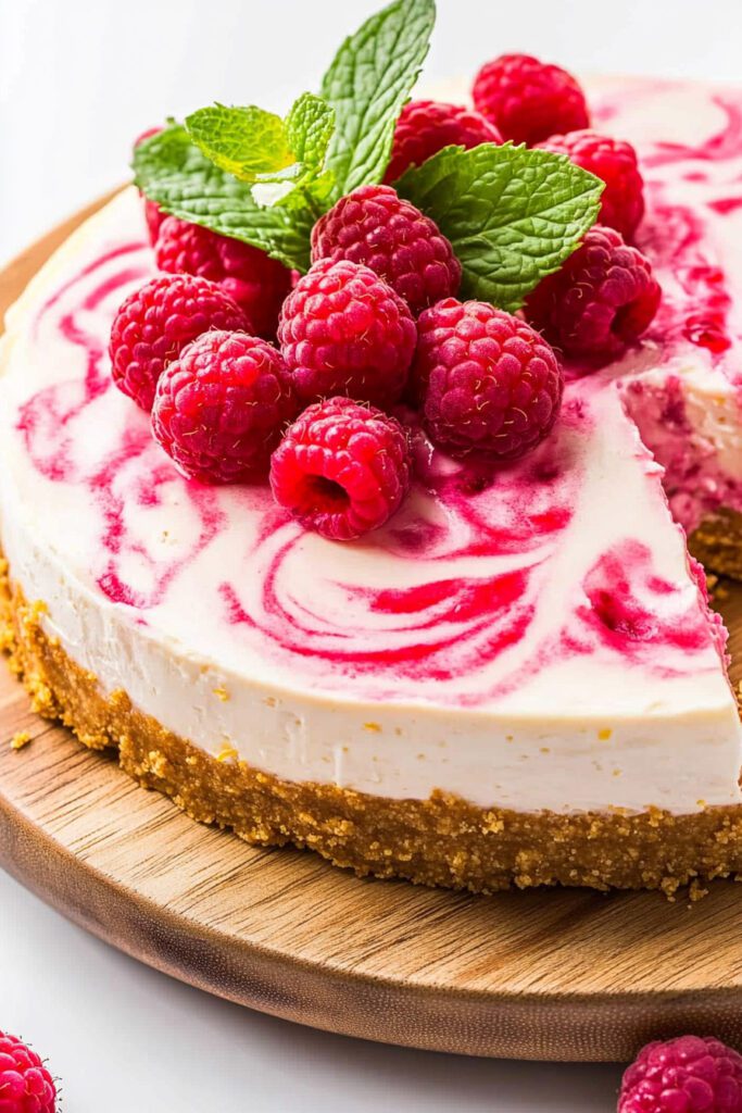 Assembling the No-Bake Raspberry Lemon Cheesecake