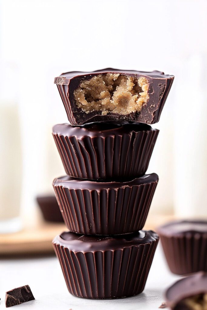 Making No Bake Cookie Dough Chocolate Cups