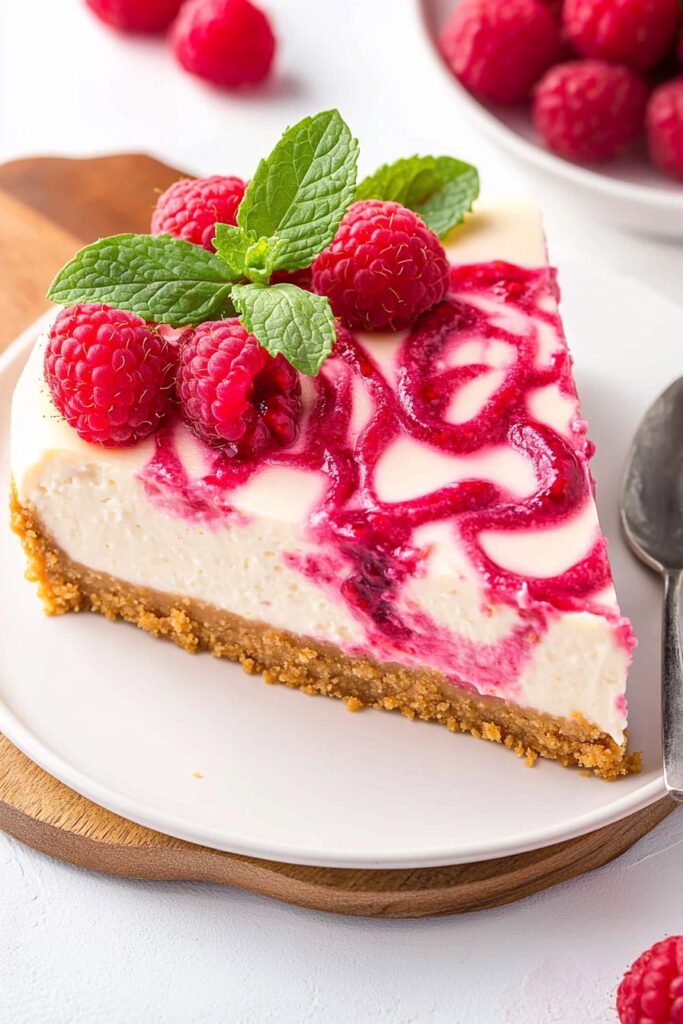 Serving Your No-Bake Raspberry Lemon Cheesecake