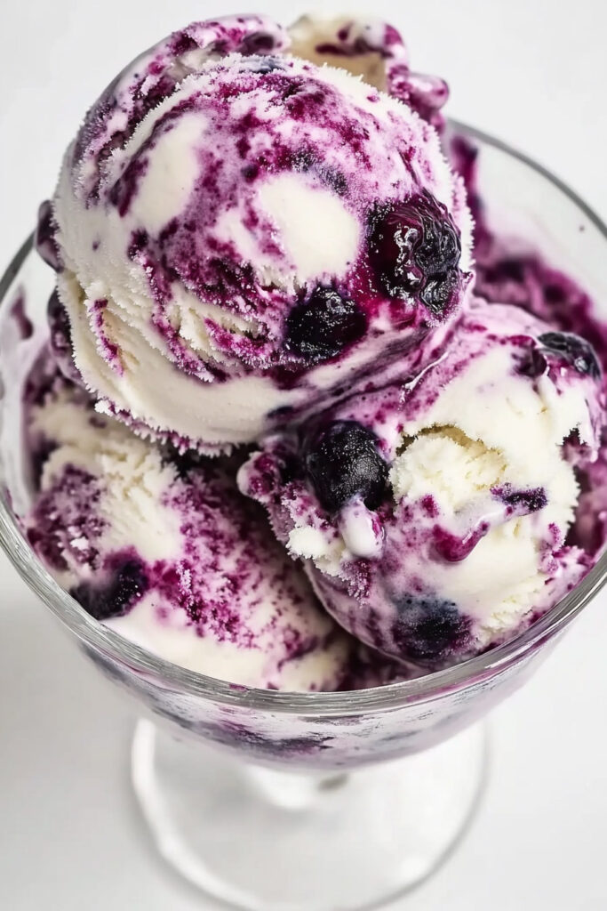 Churning Blueberry Swirl Ice Cream