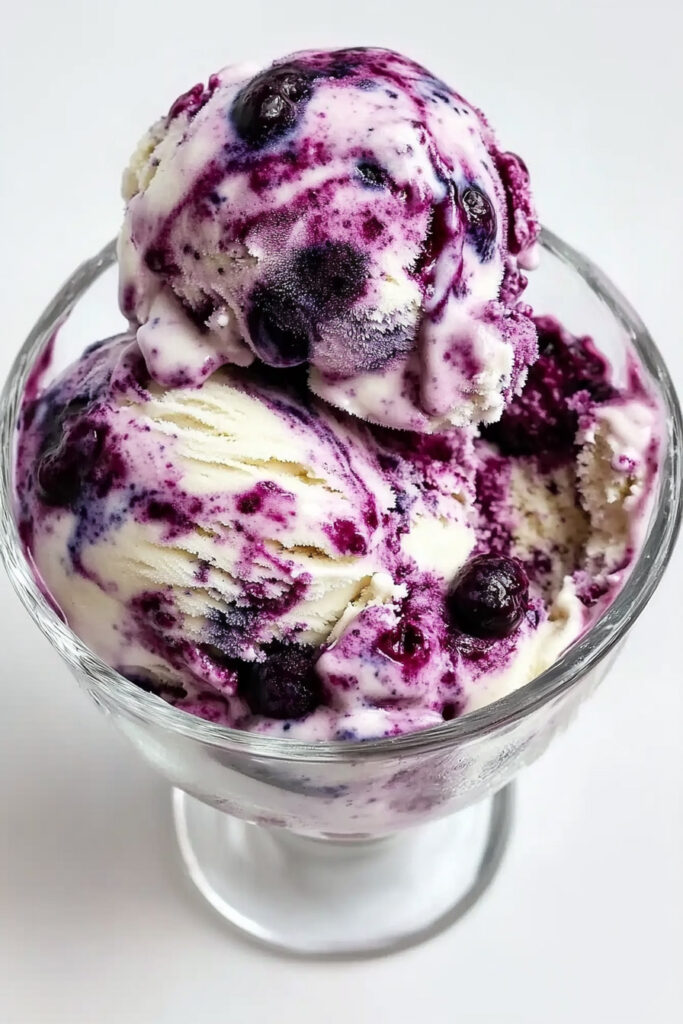 Serving Blueberry Swirl Ice Cream