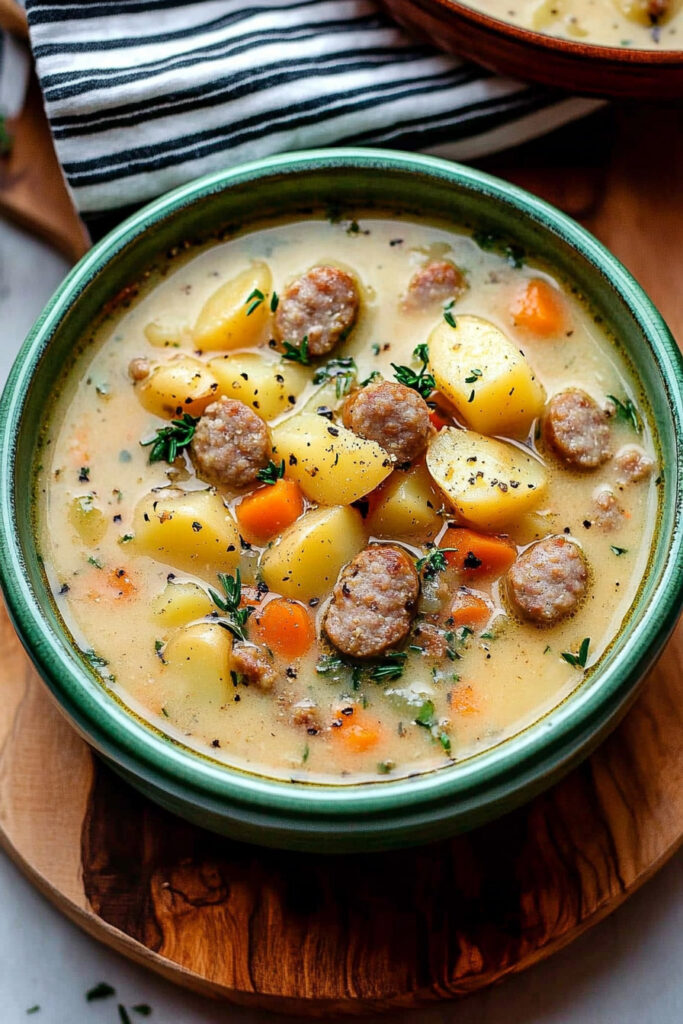 Serving Creamy Sausage Potato Soup